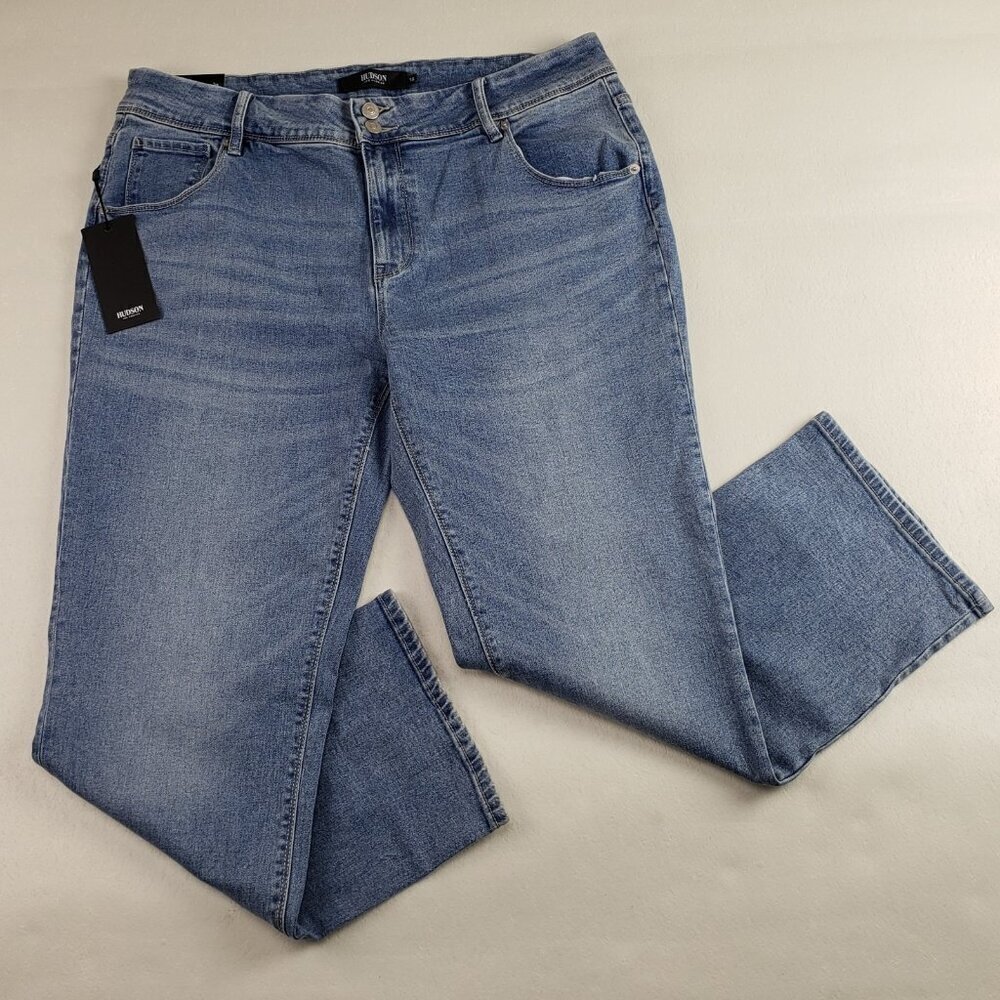 Hudson Slim Straight Jean Womens 14 Blue Light Wash Midrise Stretch Denim Pant